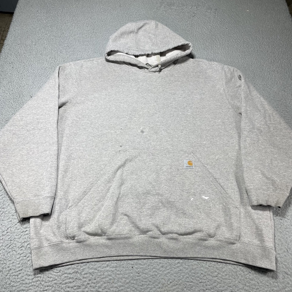 Carhartt Hoodie Mens 3XL Gray Loose Fit Fleece Workwear Pullover Sweatshirt